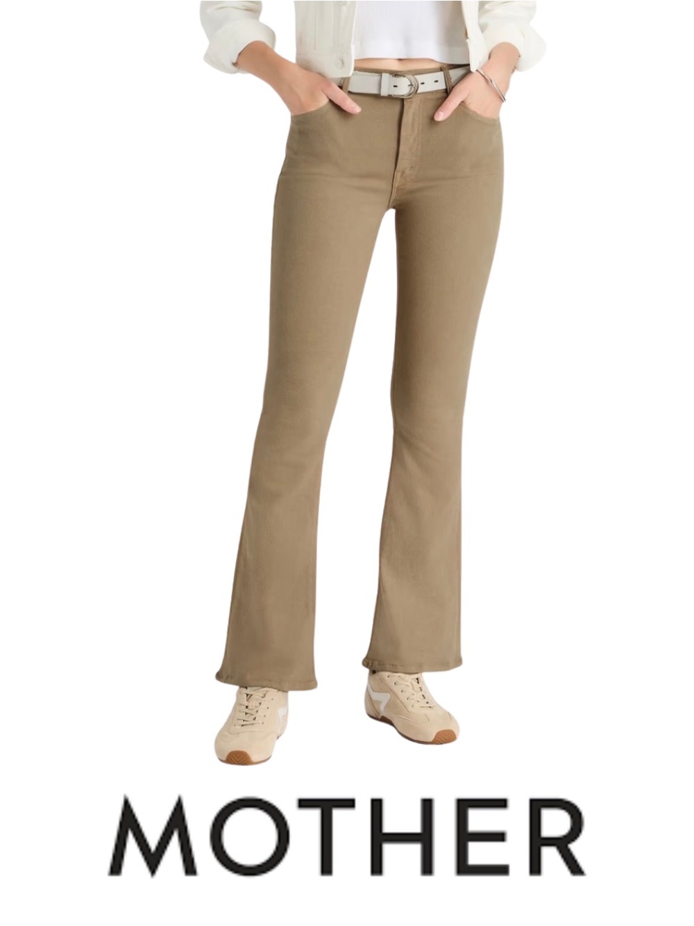 MOTHER The Weekender - Chalk it up, tan - flare jeans, high-rise, Size 27